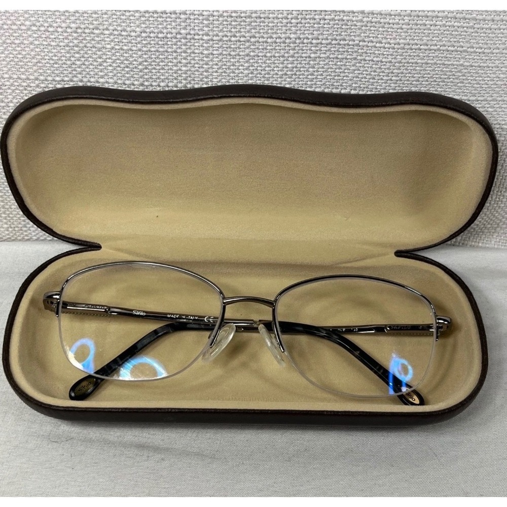 Safilo Elasta Semi Rimless Eyeglasses Gray Titanium Oval Frames Made in Italy